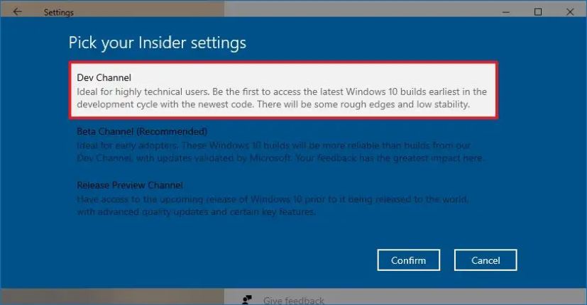 Canaux internes de Windows 11