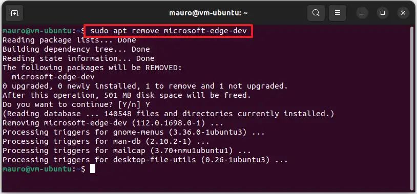 Désinstaller Microsoft Edge sur Ubuntu Linux