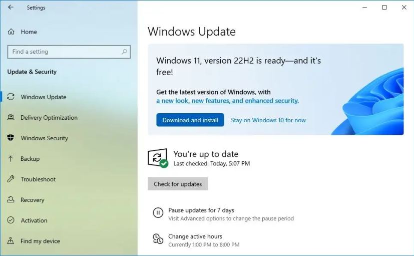 Mise à niveau de Windows 11 22H2 sur du matériel non pris en charge