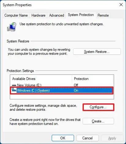 Paramètres de protection sur Windows 11
