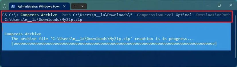 Fichiers zip PowerShell sur Windows 11