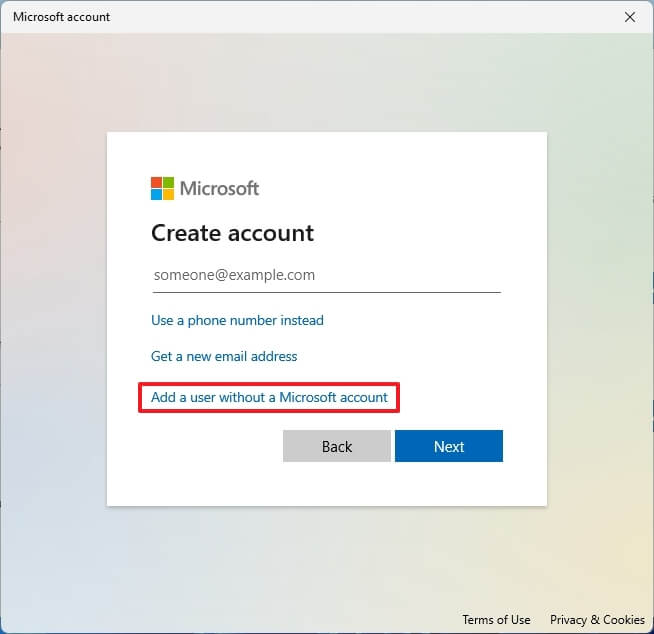 Option de compte local Windows 11