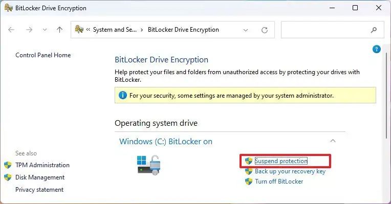 Windows 11 suspend BitLocker