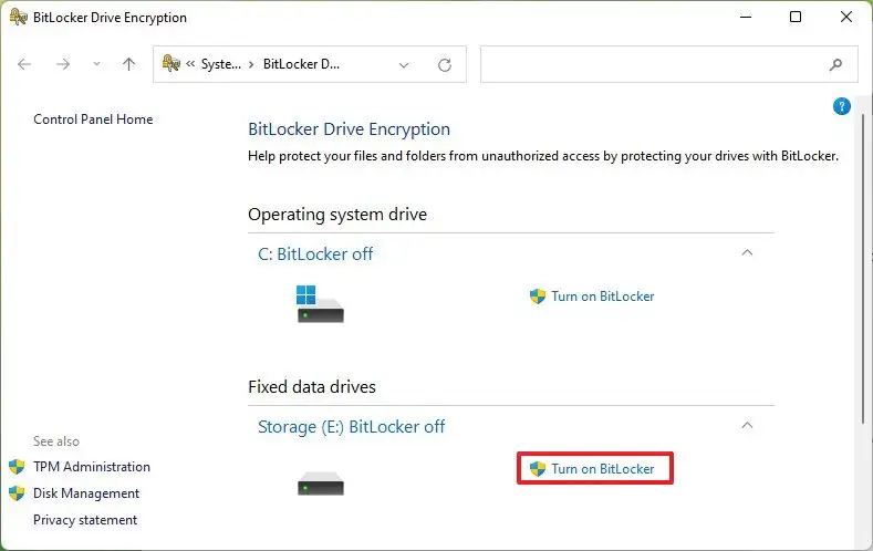 Activer le lecteur fixe BitLocker