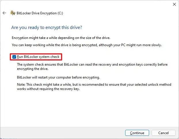 Vérification du système BitLocker