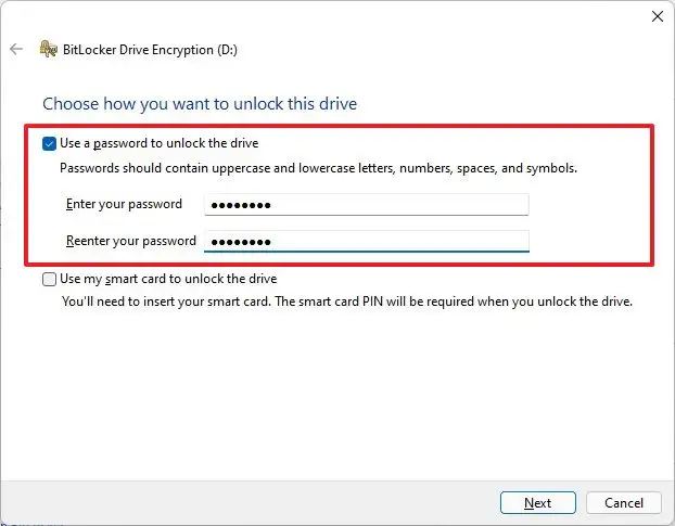 Configurer la récupération BitLocker To Go