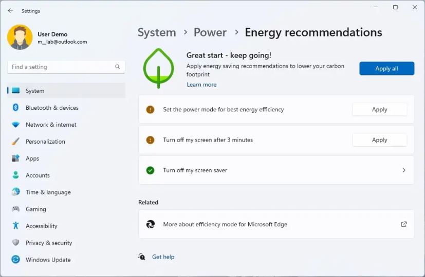 Paramètres des recommandations énergétiques