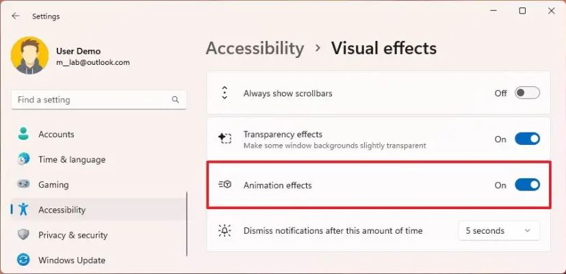 Activer les effets d'animation