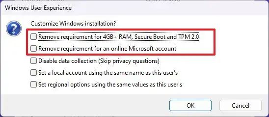 Configuration requise pour Rufus Windows 11 22H2 désactivée