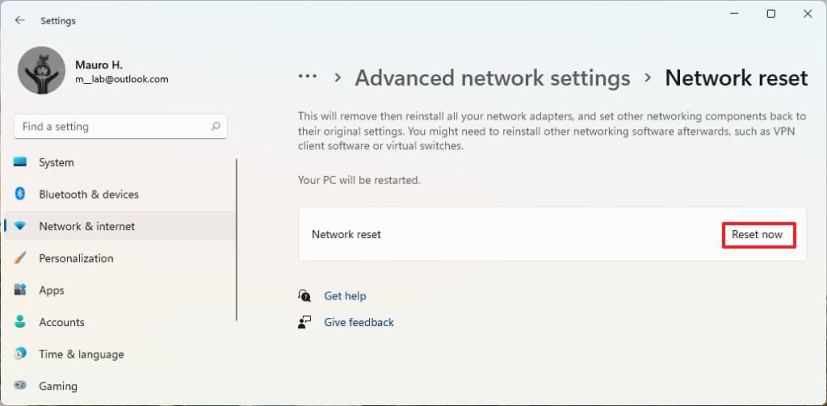 Windows 11 réinitialiser l'adaptateur WiFi