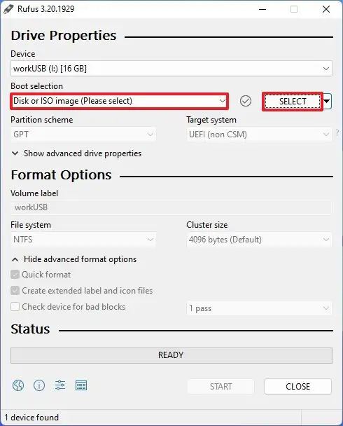 Option de téléchargement ISO de Rufus Windows 11