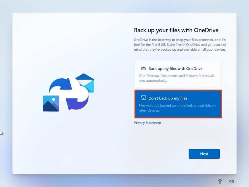 Sauvegarde des fichiers OOBE de Windows 11 sur OneDrive