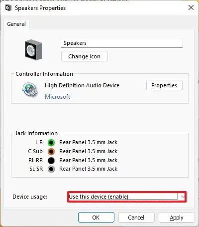 Activer le périphérique audio dans le Panneau de configuration