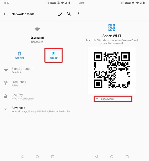 Afficher le mot de passe Wi-Fi sur Android 10