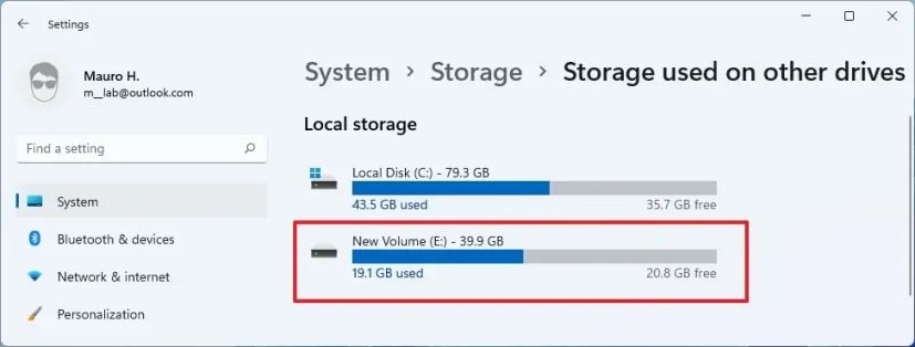 Utilisation du stockage sur disque secondaire