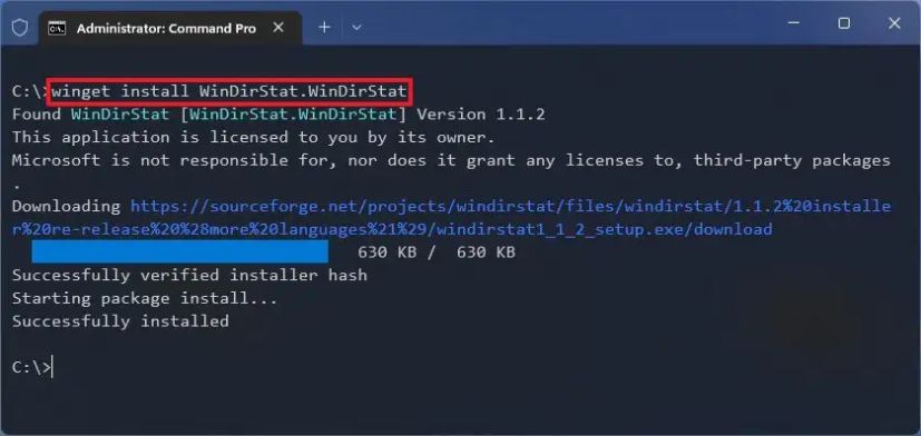 Installation de WinDirStat sur Windows 11