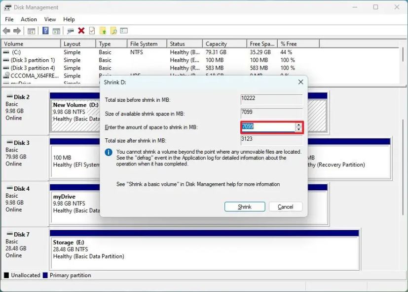 Changer la taille des partitions