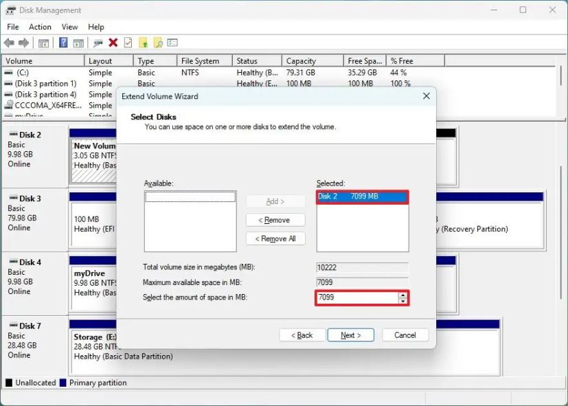 Augmenter la taille de la partition sous Windows 11