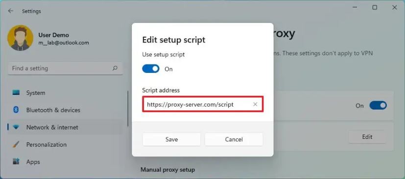 Adresse du script proxy