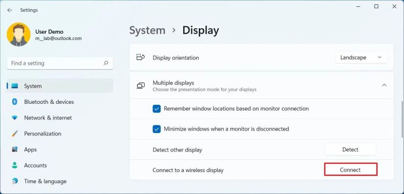 Connectez-vous à l'écran sans fil