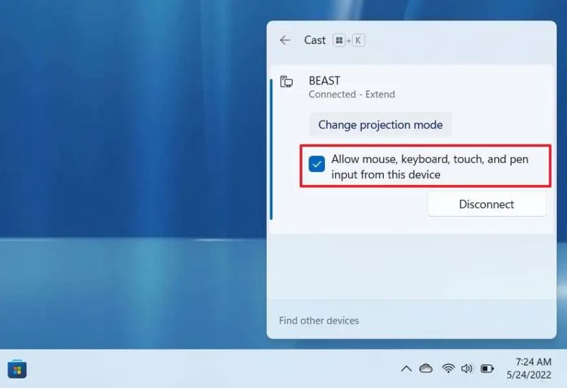 Windows 11 Cast permet le contrôle de la souris et du clavier