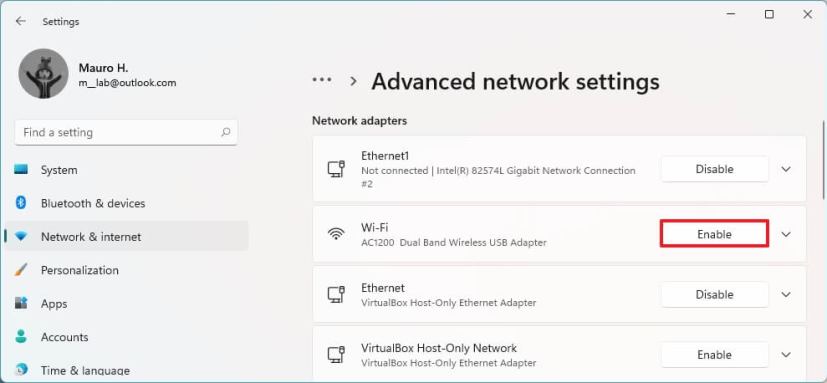 Windows 11 active le WiFi