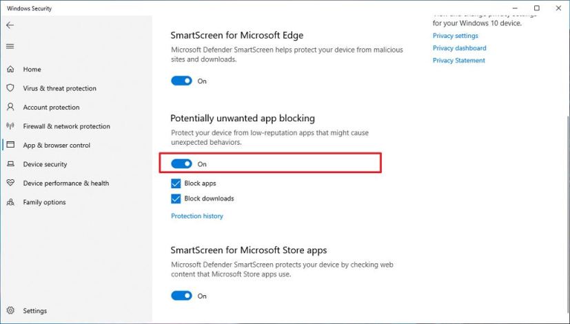 Activer les applications potentiellement indésirables sur Windows 10