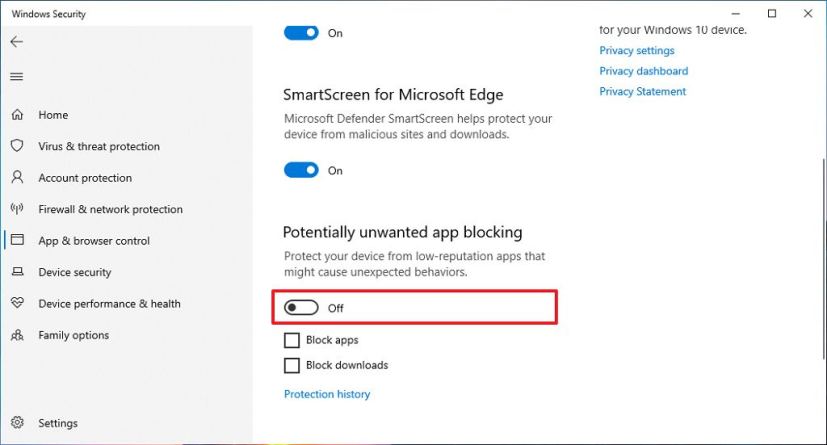 Désactivez les applications potentiellement indésirables sur Windows 10