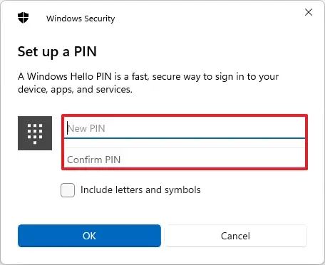 Créer un code PIN de compte