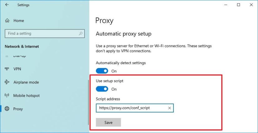 Configuration du script du serveur proxy