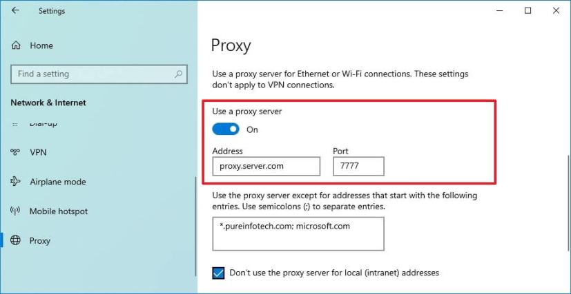 Configuration manuelle du serveur proxy sur Windows 10