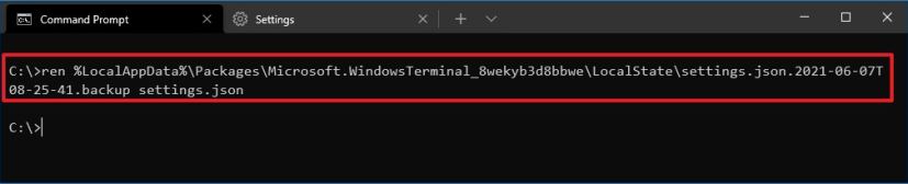 Annuler les paramètres du terminal Windows