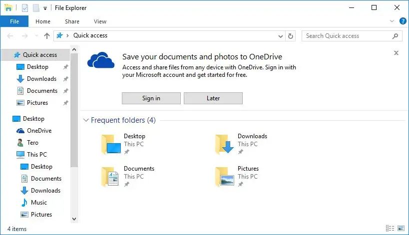 Annonce OneDrive dans l'Explorateur