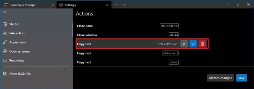 Raccourci clavier de modification du terminal Windows