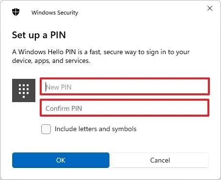 Configurer le code PIN Windows Hello