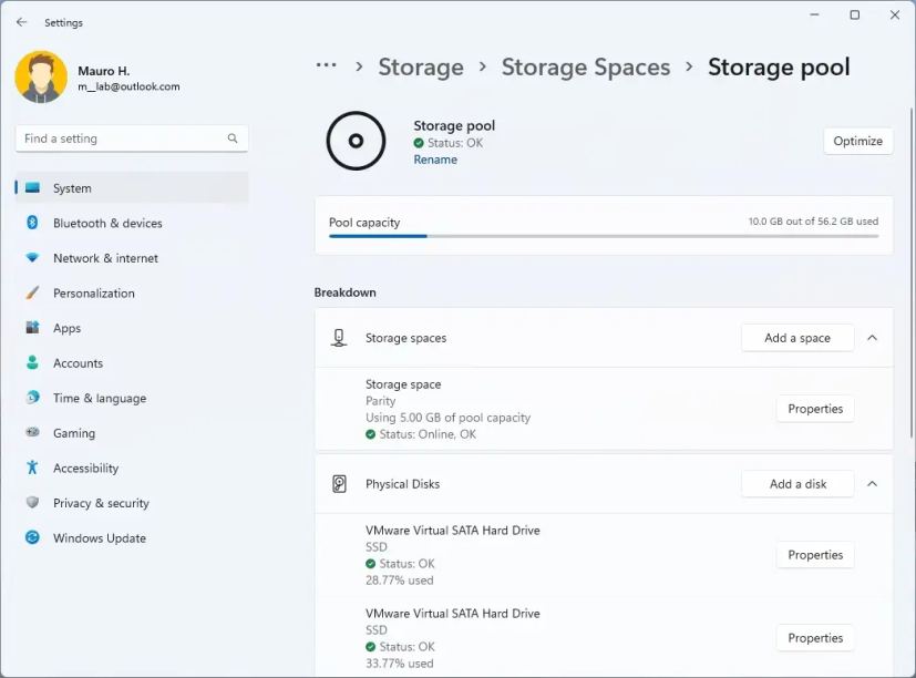 Nouvelle interface utilisateur des espaces de stockage