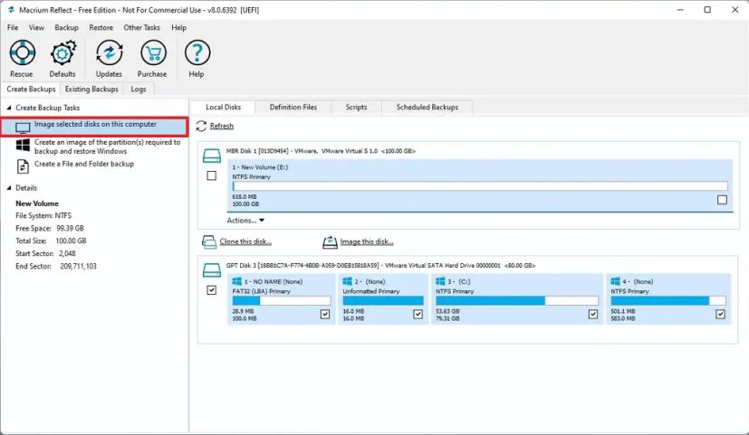 Option de disques sélectionnés par image