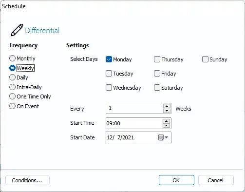 Calendrier différentiel du Macrium