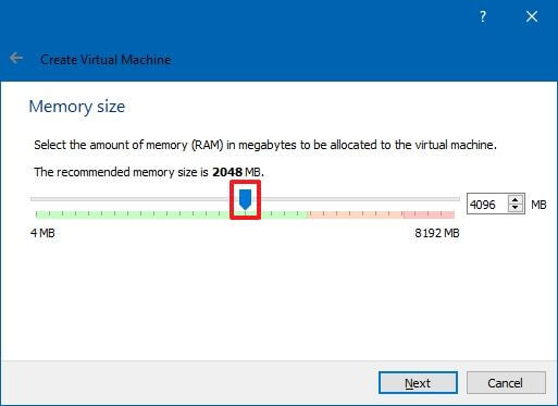 Configuration de la RAM de la machine virtuelle VirtualBox