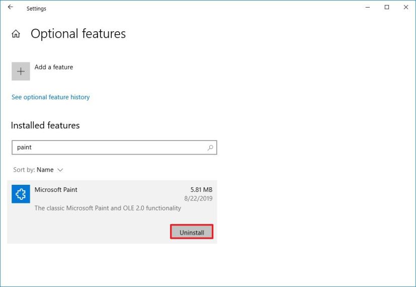 Désinstaller l'application Microsoft Paint (classique) sur Windows 10 20H1