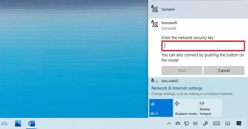 Windows 10 change le mot de passe Wi-Fi 