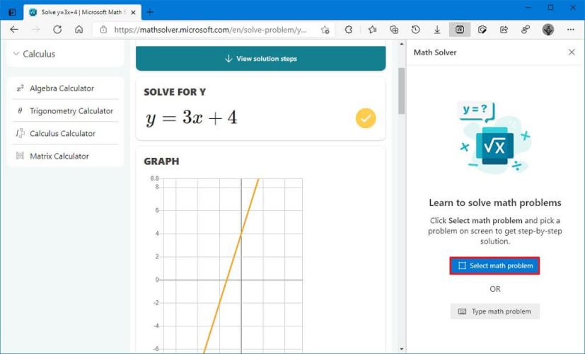 Sélectionnez l'option du problème mathématique