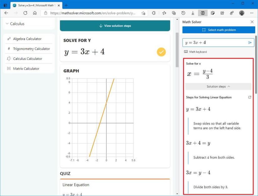 Solution et instructions du problème mathématique