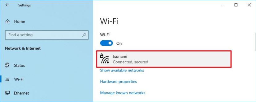 Paramètres Wi-Fi de Windows 10