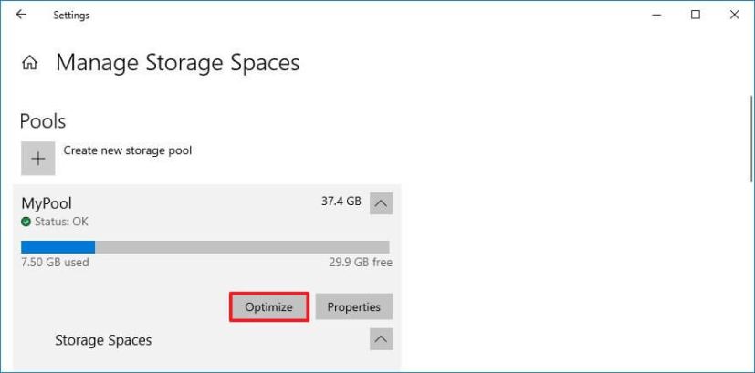 Les espaces de stockage optimisent le pool de stockage