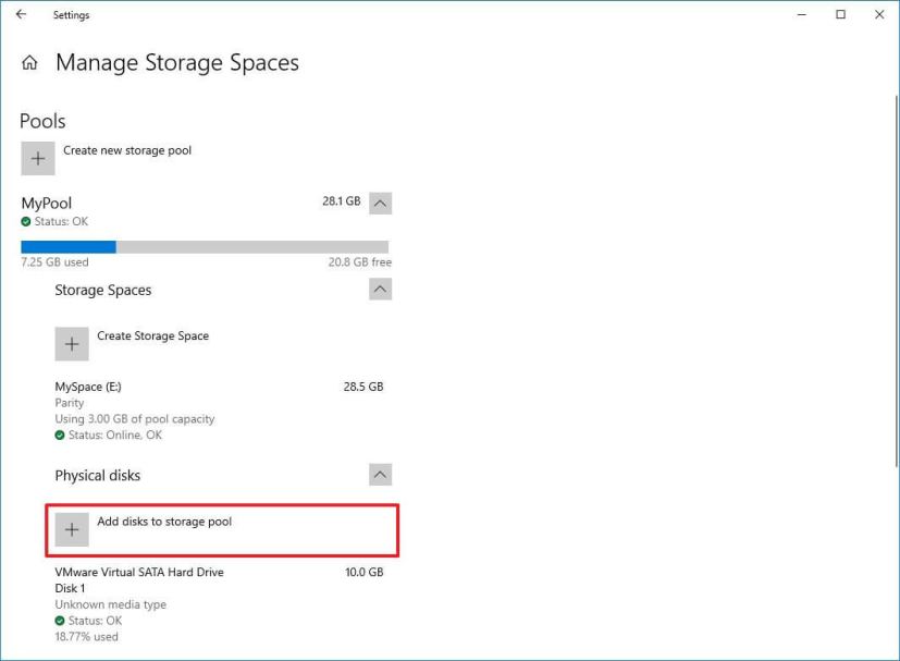 Ajouter des disques au pool de stockage