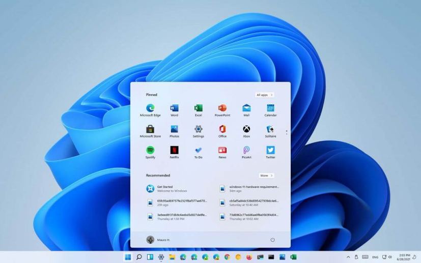 Menu Démarrer de Windows 11