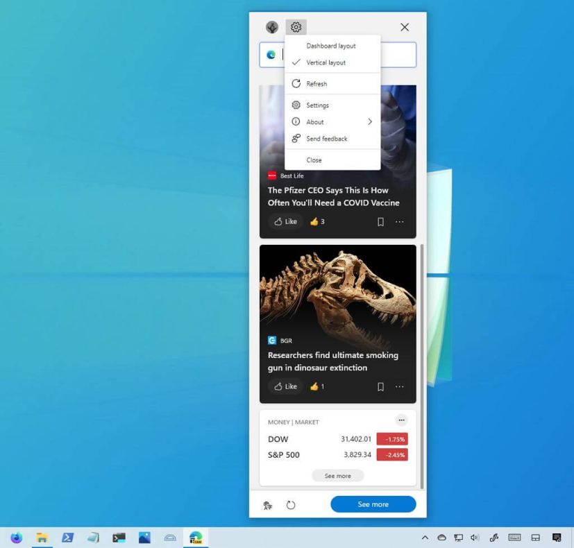 Widget Microsoft Edge pour Windows 10