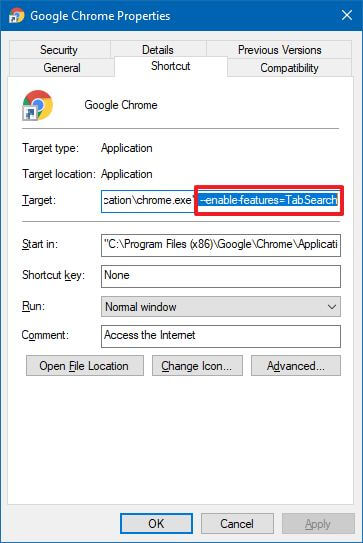 Chrome active la recherche par onglet