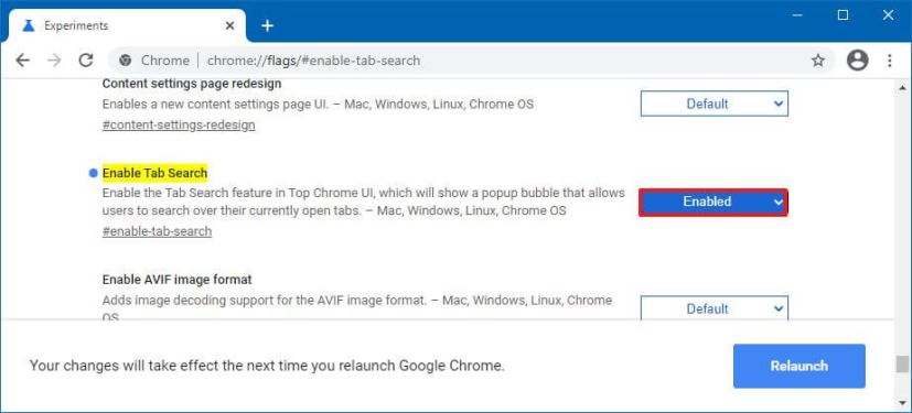 Chrome active la recherche par onglets à partir des indicateurs